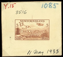 Newfoundland - Die proofs of 1933 air mail issue 