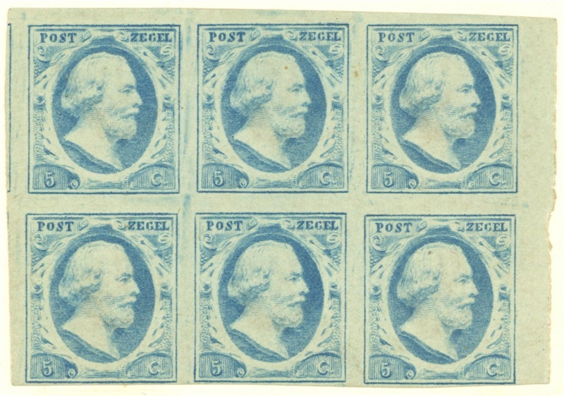 Netherlands King William III 1852 issue 5c value 