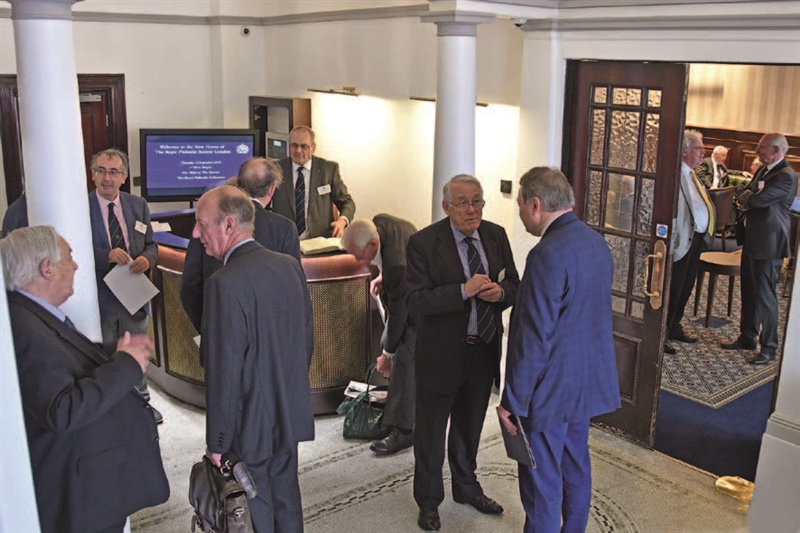 At the entrance. President Richard Stock FRPSL in the middle of the picture in discussion with Chris Harman RDP Hon. FRPSL. 