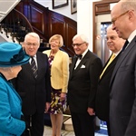 The Queen met the President, Richard Stock, his wife, Vice Presidents Peter Cockburn and Michael Roberts, and Immediate Past President Patrick Maselis