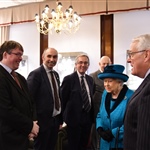 The Queen met Jon Aitchison (Hon Secretary), Simon Richards (Hon Treasurer), Ben Palmer (Hon Librarian) and Jason Webber (Administration Manager)