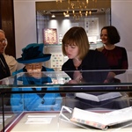 Nicola Davies showed The Queen artefacts in the Museum cases